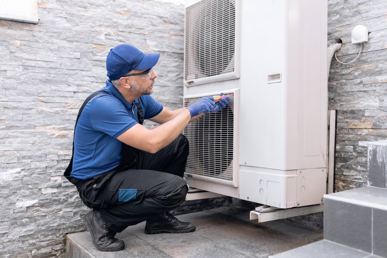 Lineup of modern air-source heat pump systems installed for Long Island homes